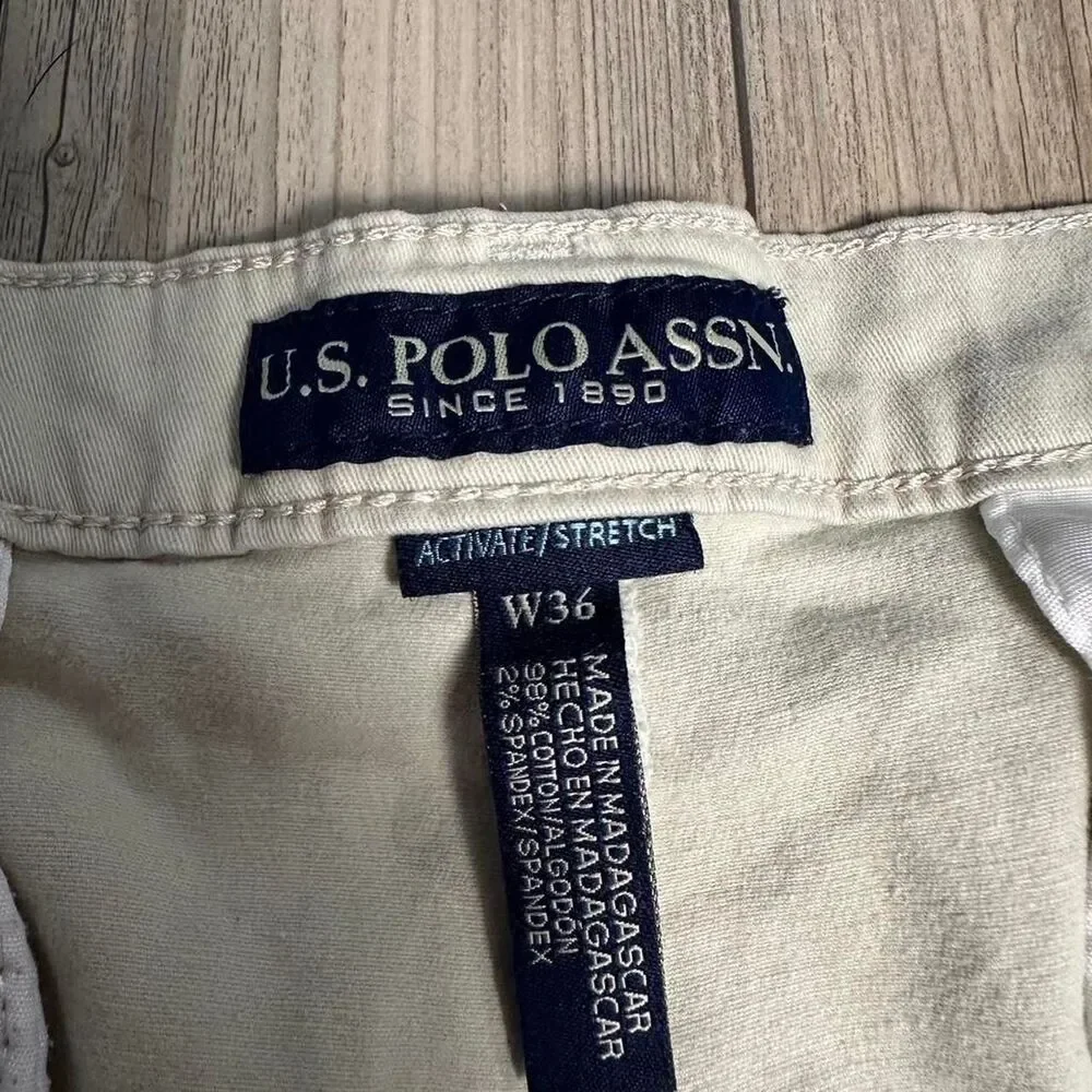 Us-polo-assn Men's Cream and Tan Shorts